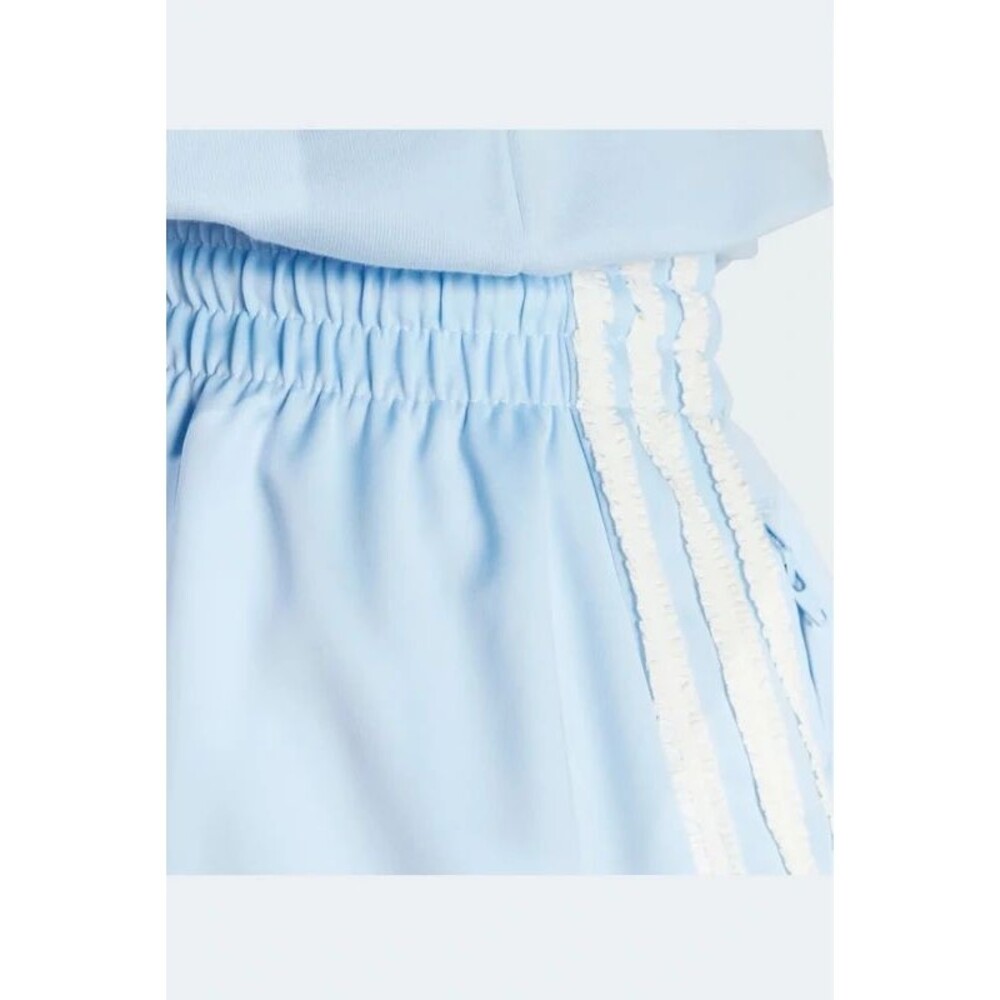 NWT - adidas Track Pant Satin Bottoms Baby Blue White Ruffle Stripes - Picture 3 of 9